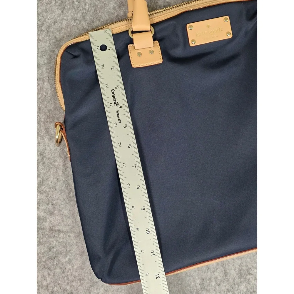 Kate Spade Kennedy Park Calista Laptop Bag Navy Blue Nylon Leather Trim Lined