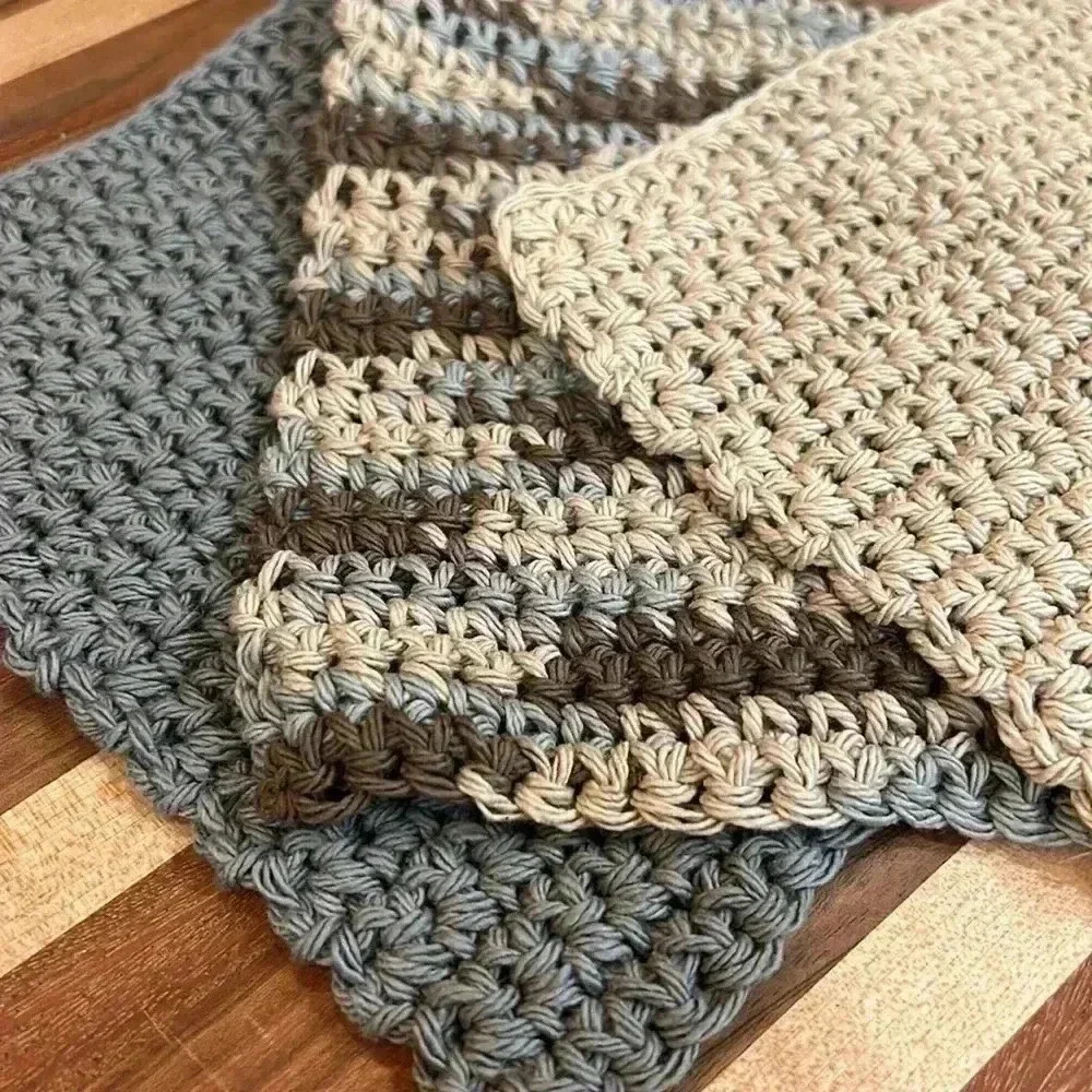 100% Cotton Handmade Washcloths - Set of 3
