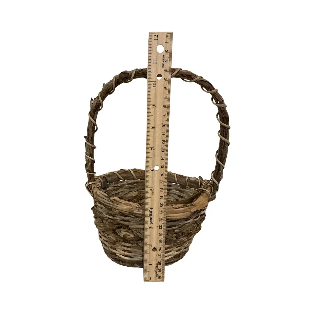 Rustic Handcrafted Twig and Grapevine Gathering Basket Brown 7x10.5x4 Small