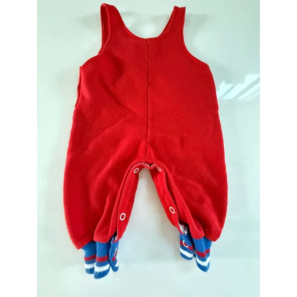 Vintage Buster Brown One Piece Romper Playsuit Baby Size 6-9 Months Red Bear B