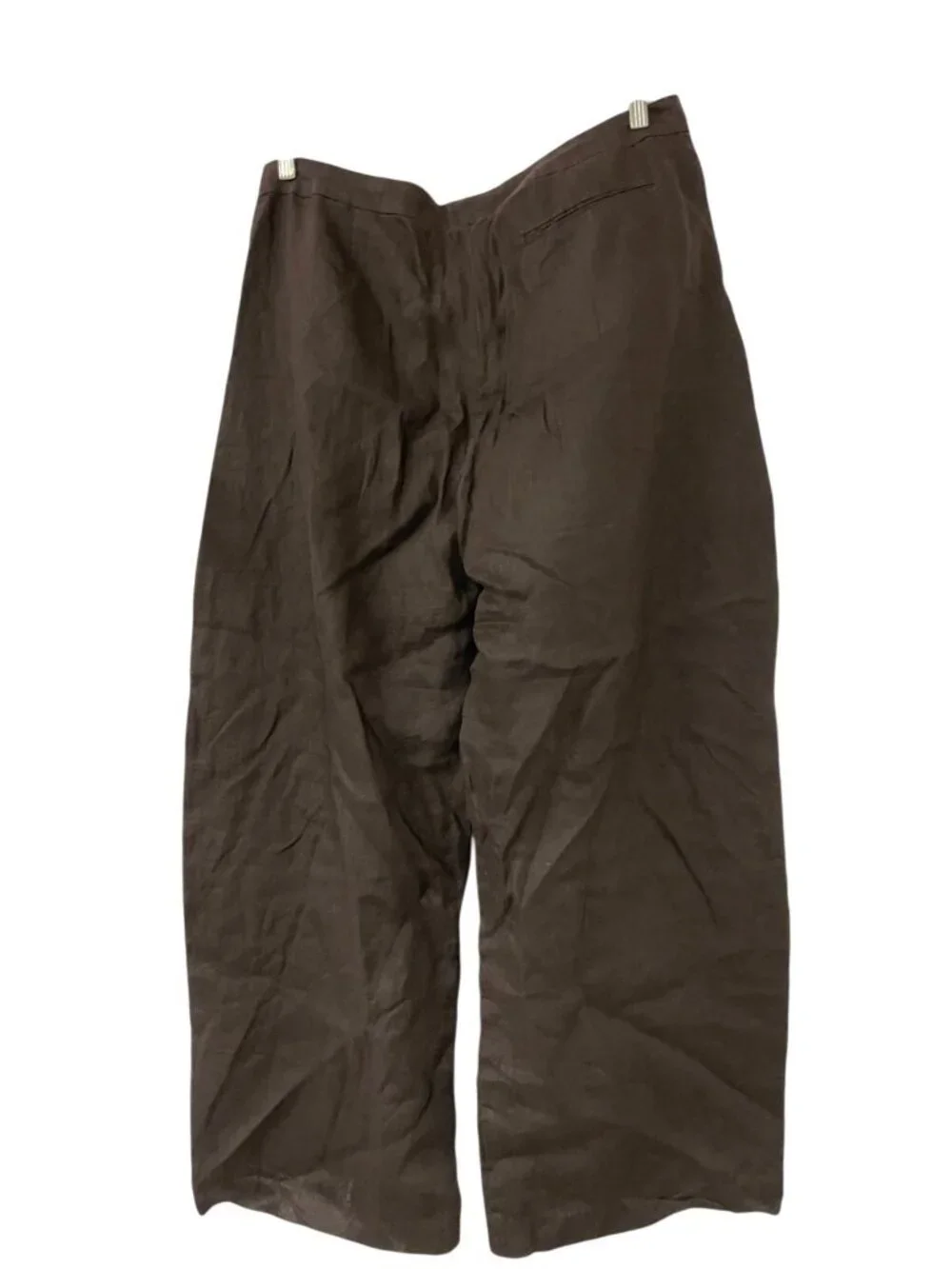 Zara ZW Collection Women Balloon Pants XL Brown Wide Leg 100% Linen 7627/242 NWT