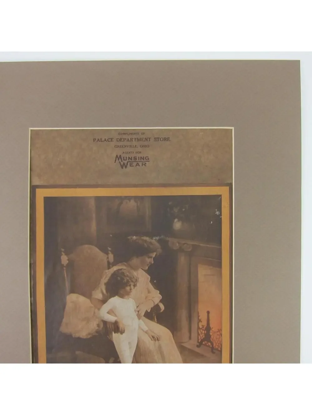 Munsingwear Art Calendar Print Advertising Display Woman Child Antique 1915 RARE