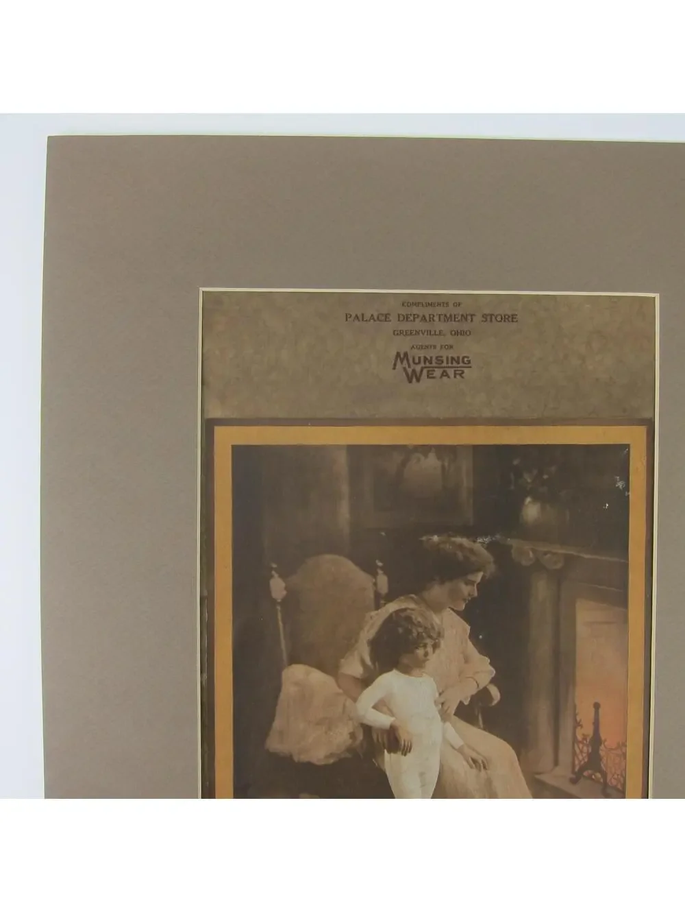 Munsingwear Art Calendar Print Advertising Display Woman Child Antique 1915 RARE