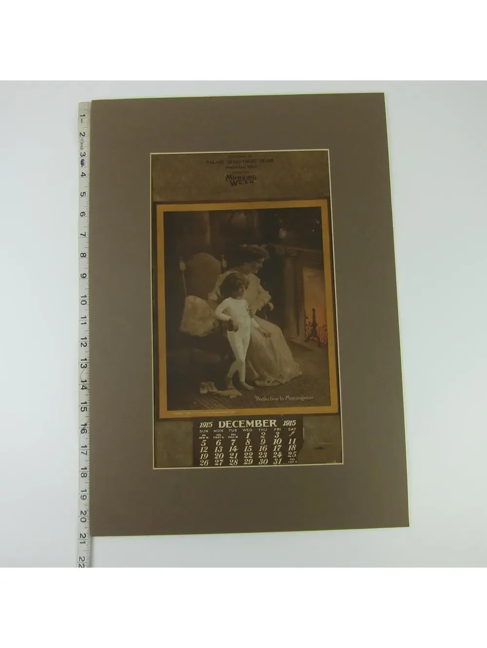 Munsingwear Art Calendar Print Advertising Display Woman Child Antique 1915 RARE
