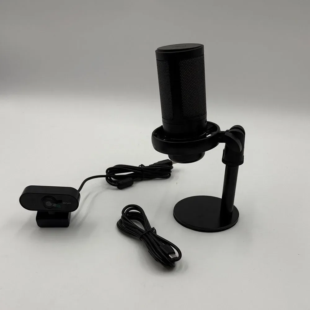Black USB Microphone and camera with Stand