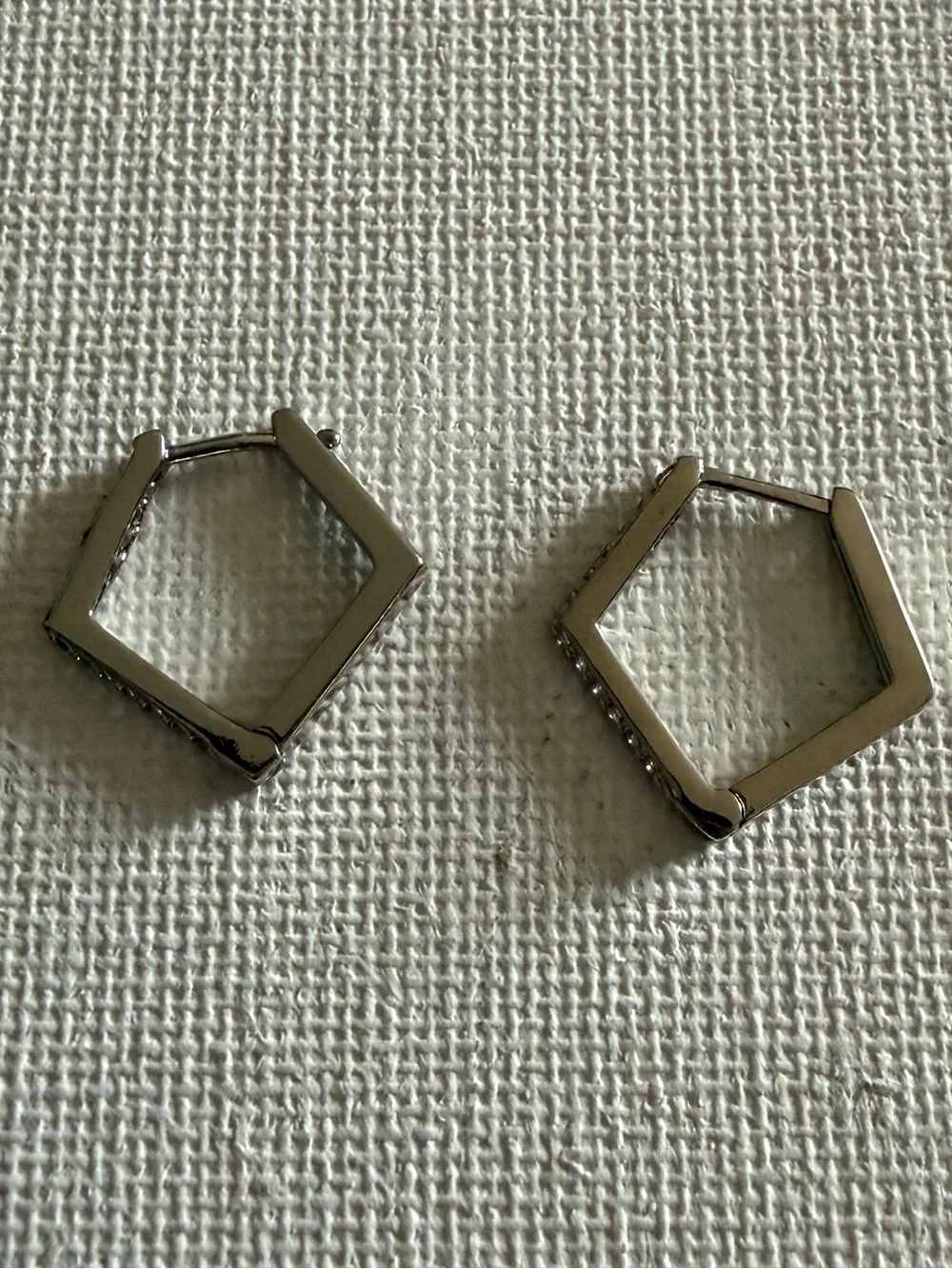 NEW Nordstrom Silver Geometric Hexagon Hoop Earrings