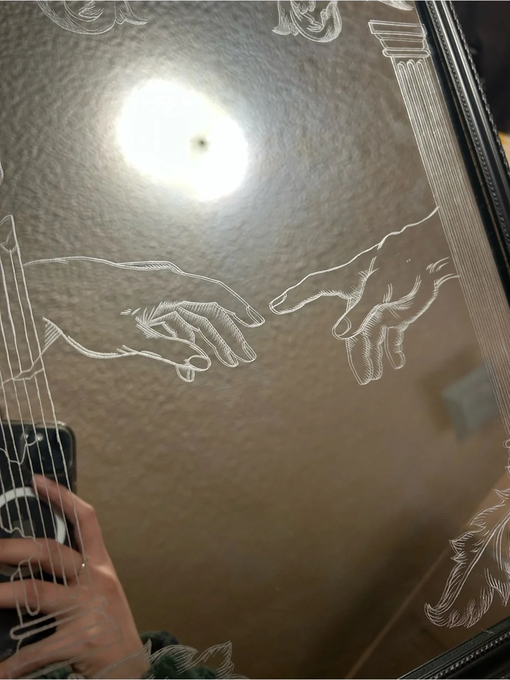 Decorative Hand-Illustration Wall Mirror - Clear Glass