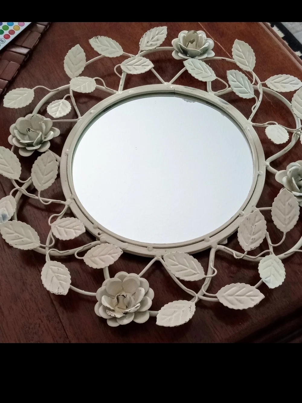 Decorative Cream Floral Metal Wall Mirror