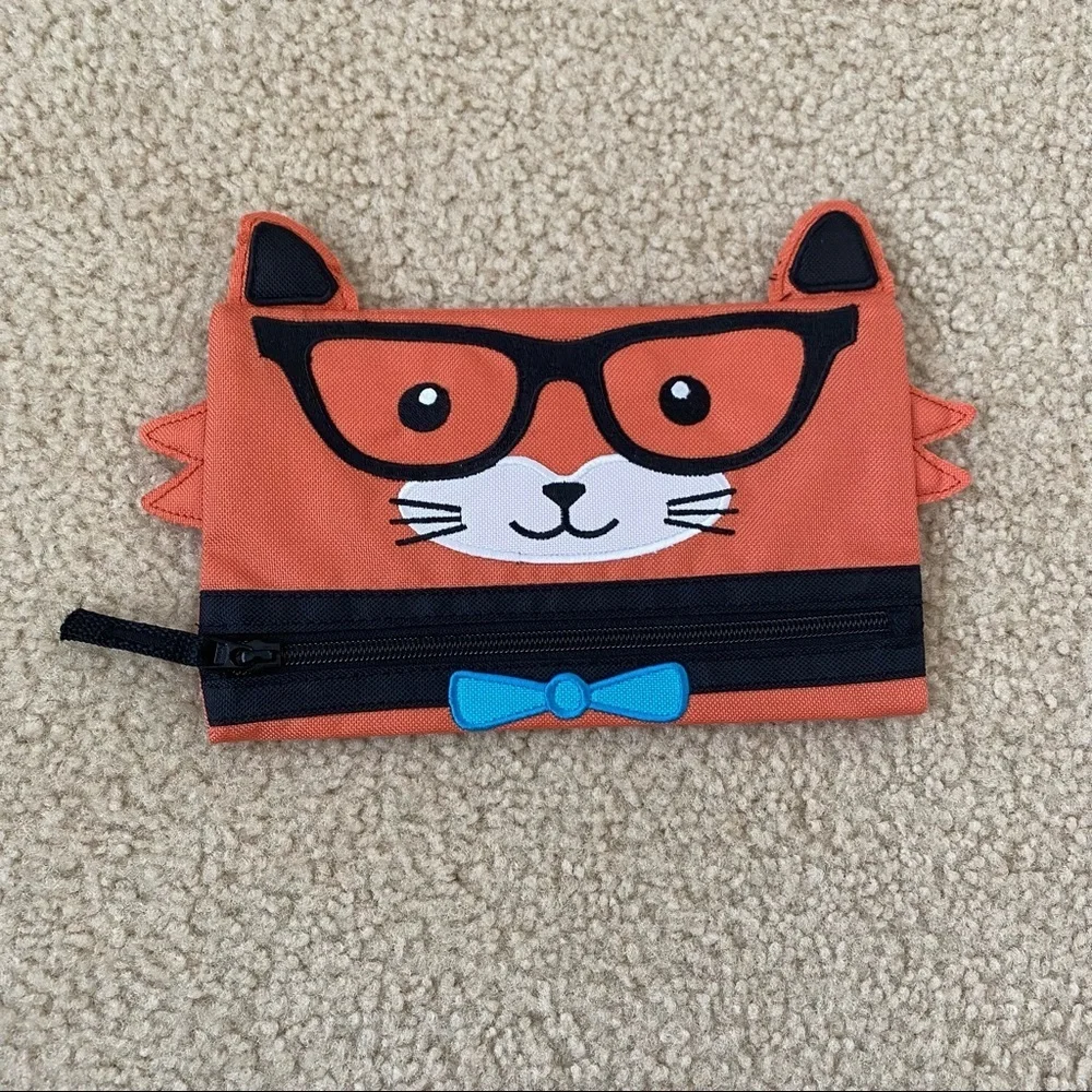Old Navy 5.5” x 8.5” Orange Fox Zip up Pencil Pouch