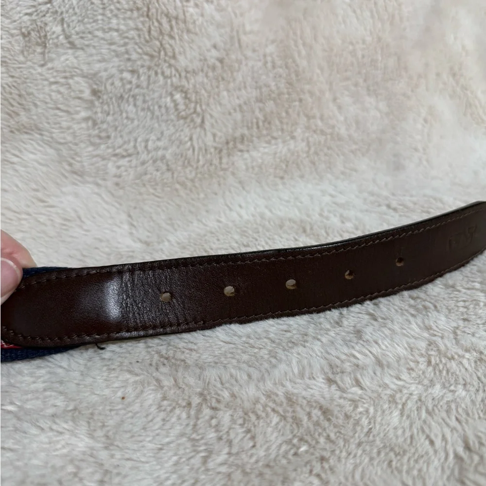 Vineyard Vines Go Fishing Classic Canvas/Leather Belt Mens Sz 36
