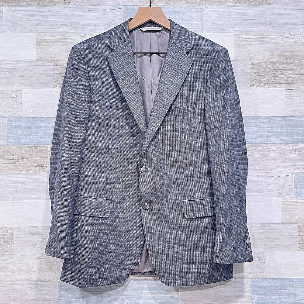 Samuelsohn Tweed Blazer Sport Coat Gray 2 Button Wool Super 110s Mens 40R