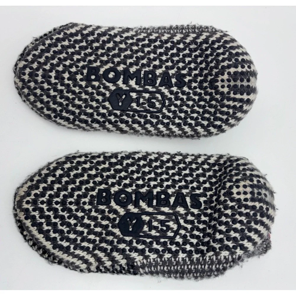 BOMBAS‎ Gripper Slippers Kids Kids Slipper Socks Gray House Shoe Youth Size 1-5