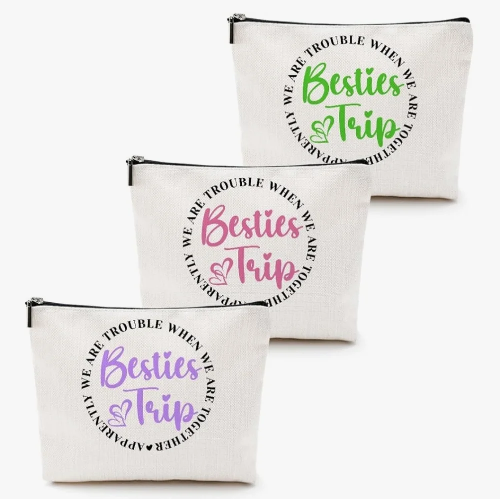 Besties Trip 3‎ Piece Multi Color Pouch Set