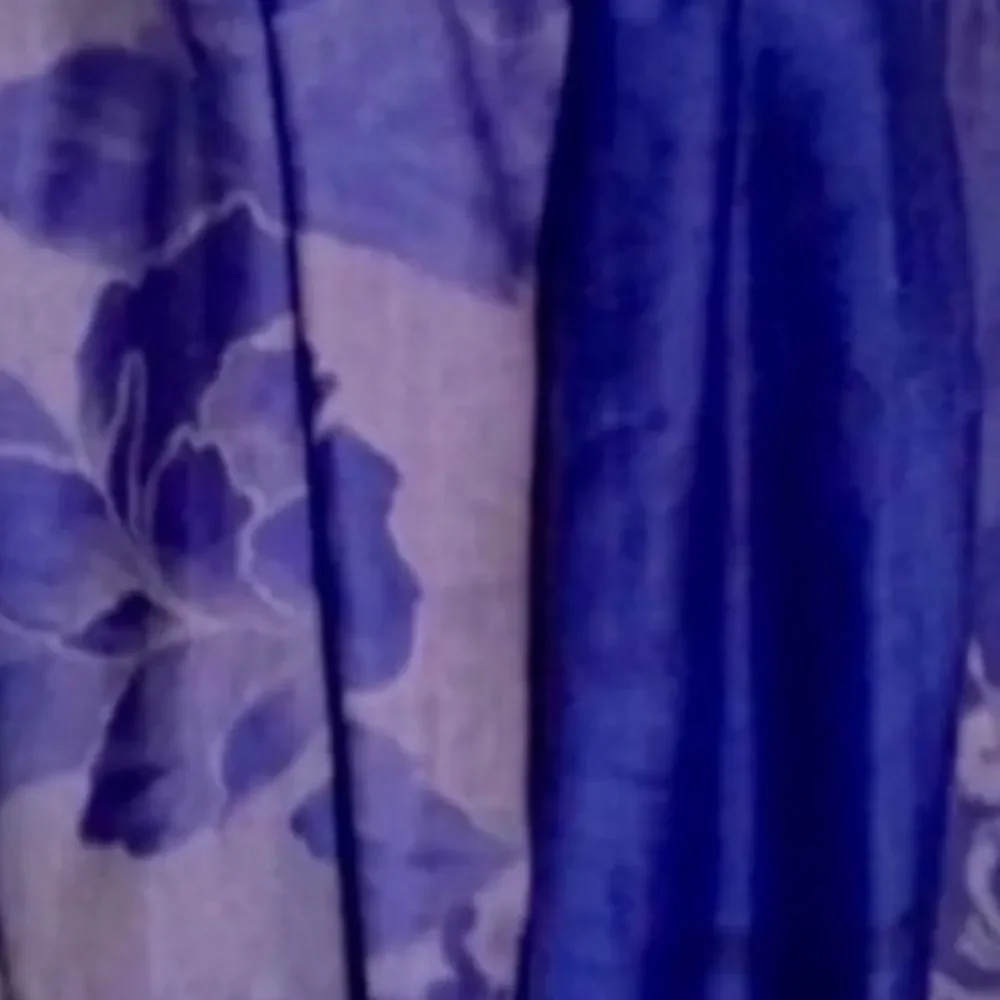 Large Damask Floral Print Scarf/Wrap | Blue/Purple with Twisted Fringes 68”x20”