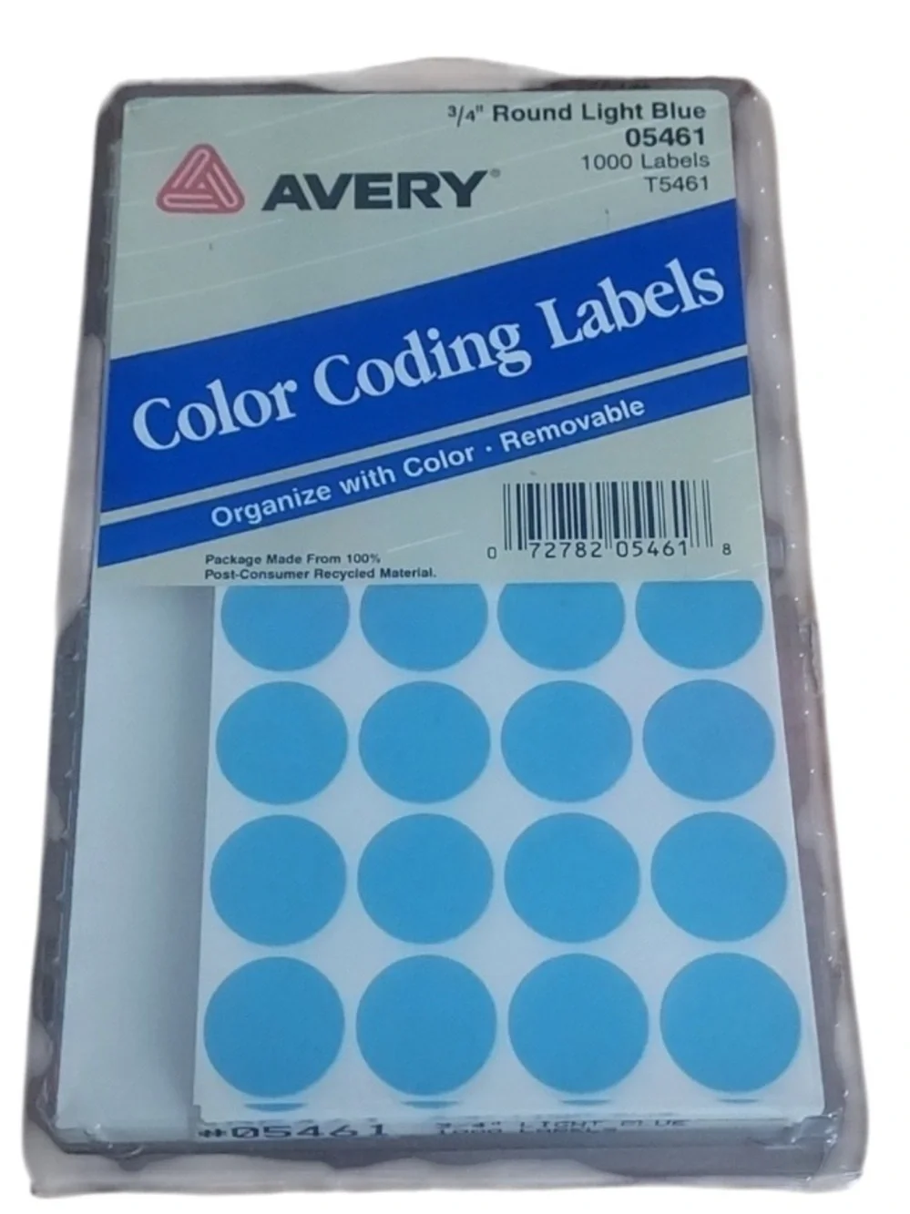 AVERY color coding labels light blue , organize with color , Removable 3/4