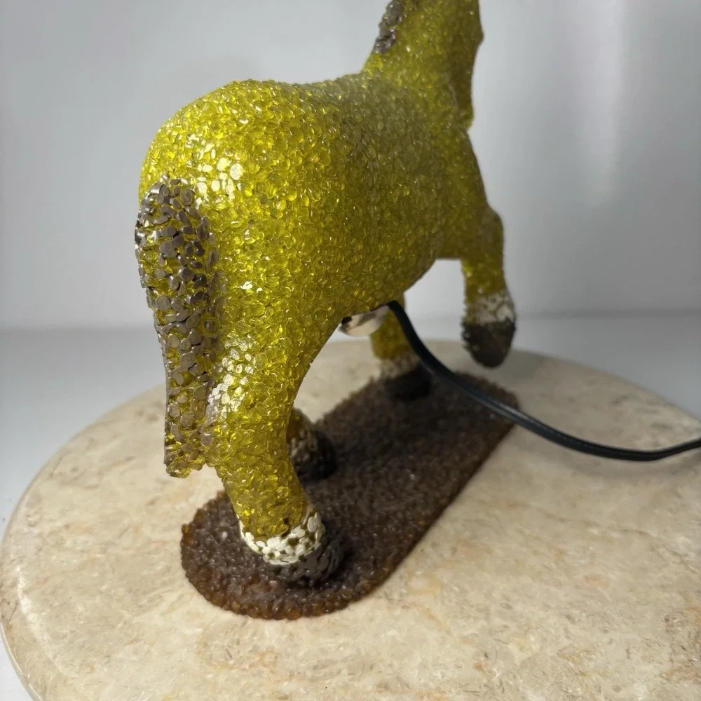 Vintage Beaded Plastic Horse Night Light Popcorn‎ Beads Green Pony Tabletop 9