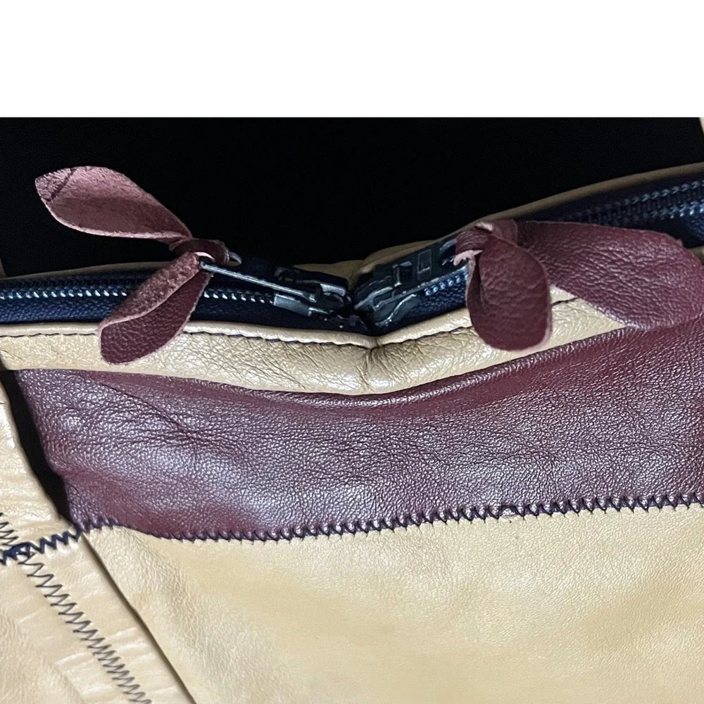 Vtg Patchwork Leather Carnit Israel Briefcase Bag Tote Kilim Southwest inspired