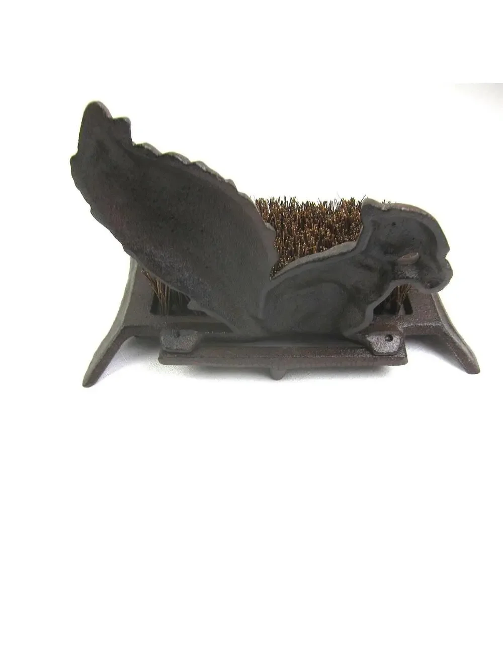 Cast Iron Boot Scraper Brush Brown Squirrel & Nut Design NEW