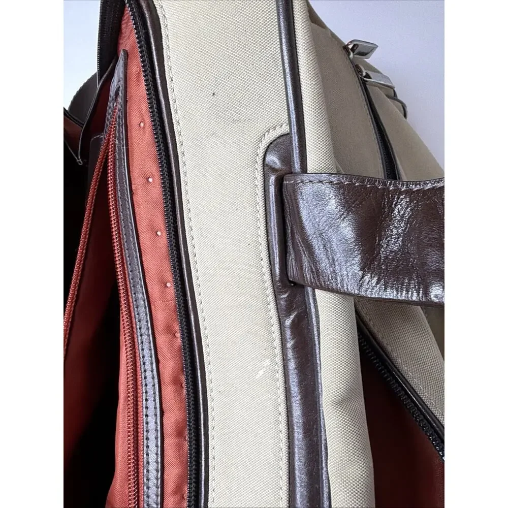 RARE Tumi Beige Brown Red LXT Duffle Underseat Cabin Bag Microfiber FXT 23152SW