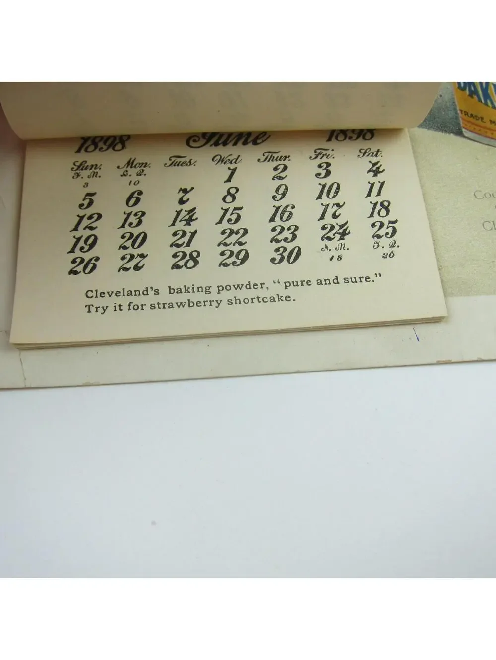 Advertising Wall Calendar Victorian Girl Clevelands Superior Baking Powder 1898