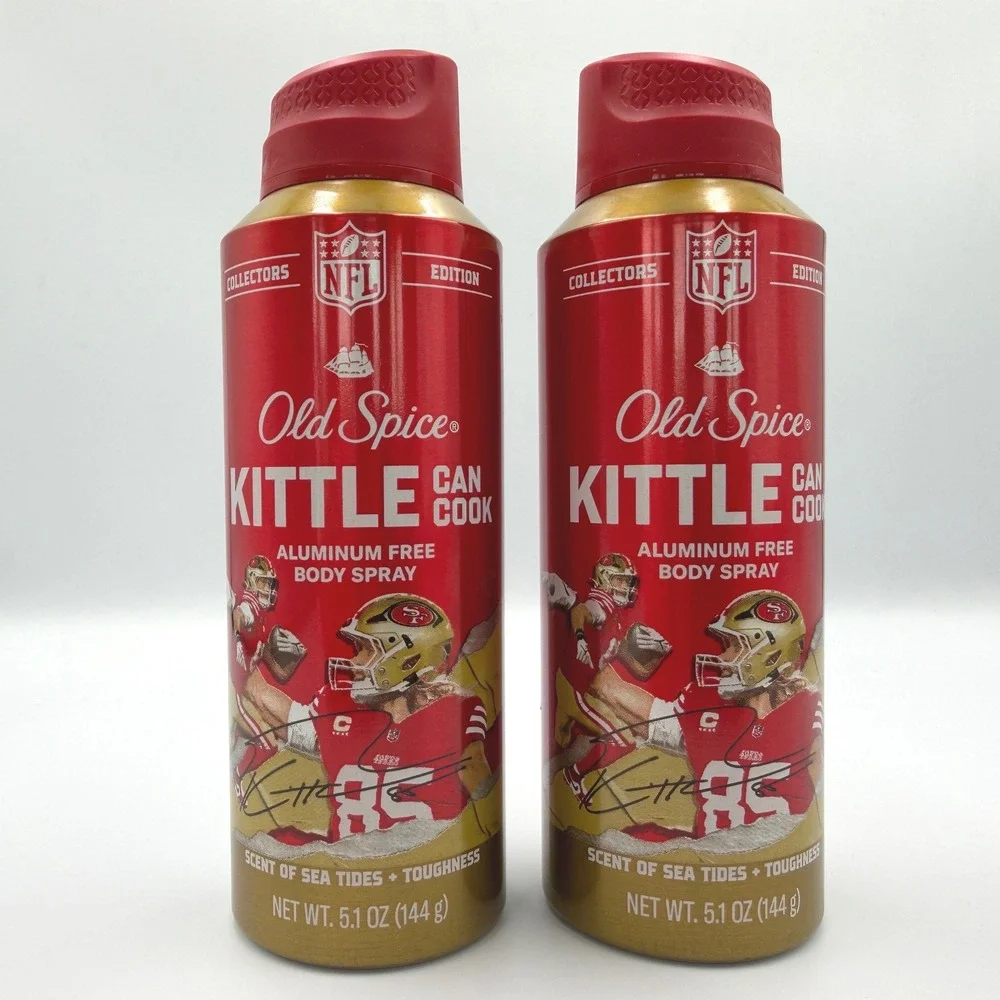 Old Spice Body Spray Mens 5.1oz Red New NFL George Kittle Collectors 2pk