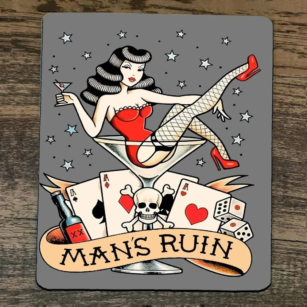 Mouse‎ Pad Mans Ruin Women Alcohol Gambling