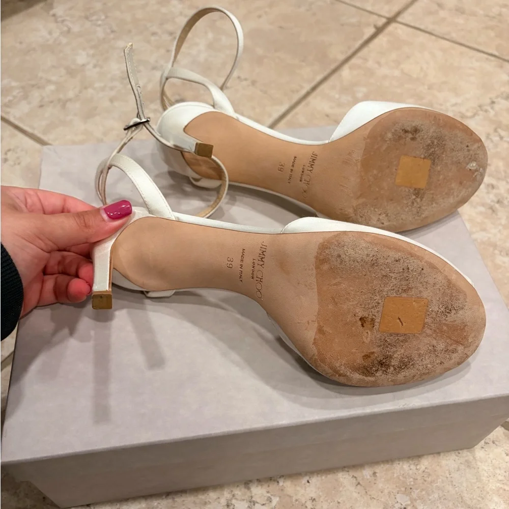 Sacora 85 Ivory Satin Sandals with Crystal-Embellished Sphere