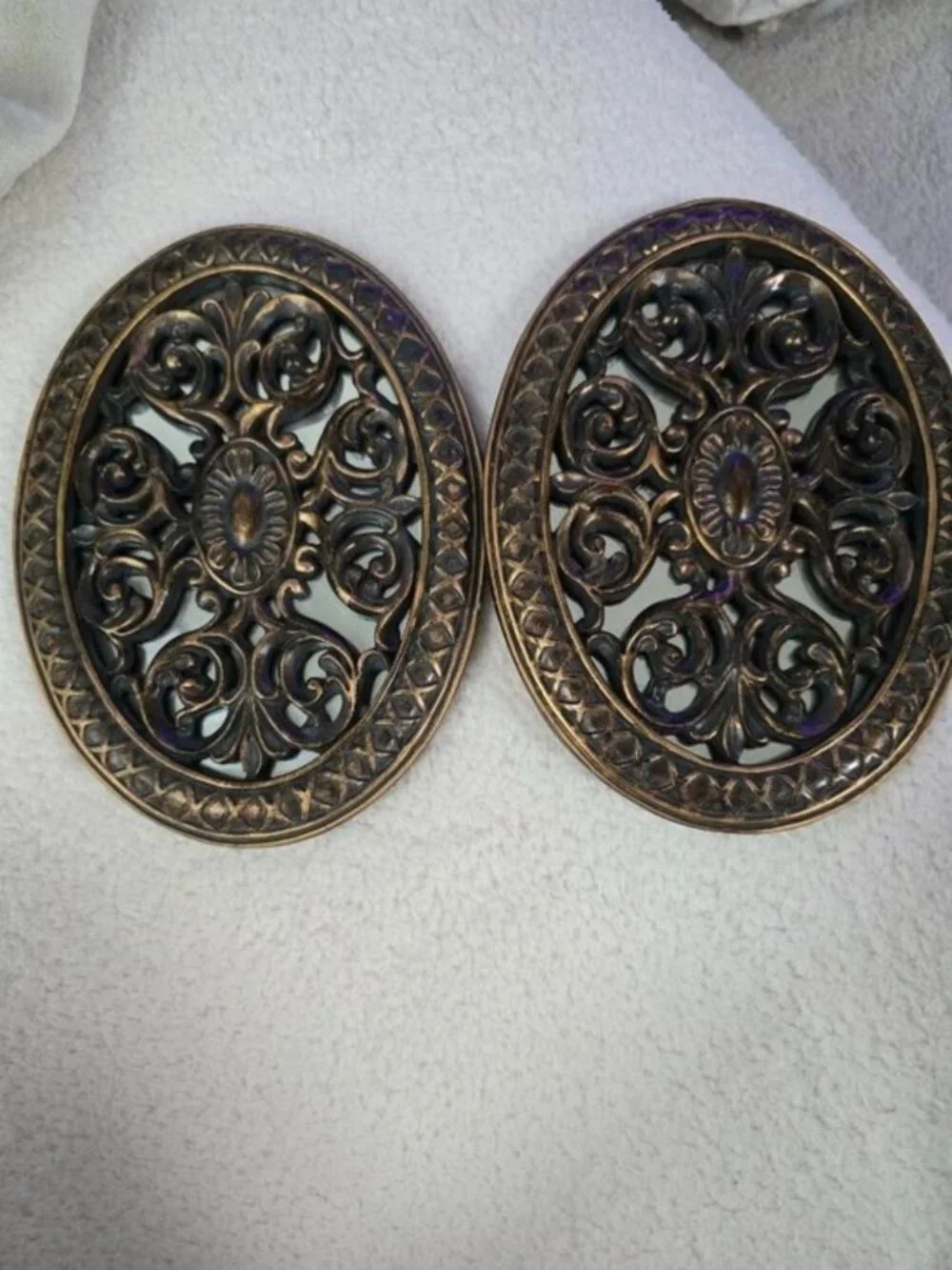 Set of 3 vintage resin wall decor mirrors in bronze