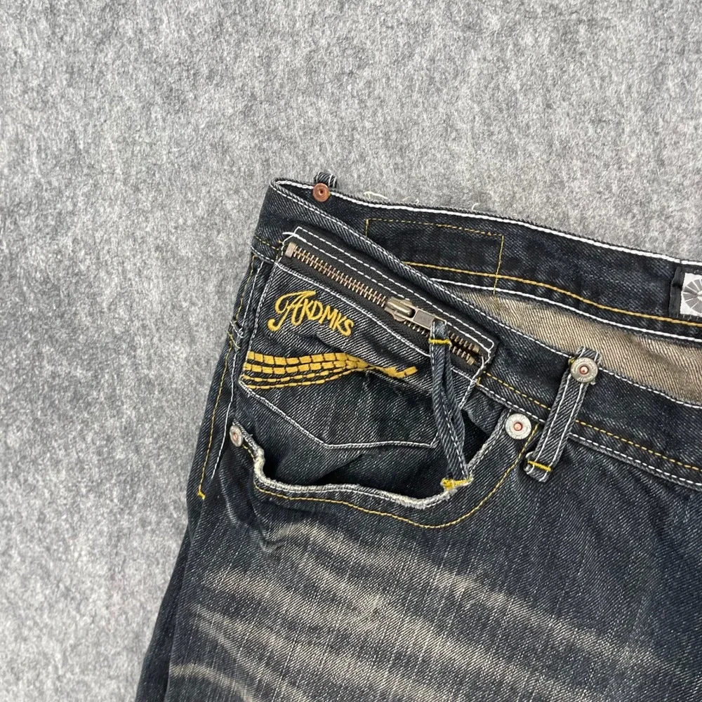 Vintage Akademiks Jeans Mens 38 Baggy Dark Wash Jeanius Embroider Y2K Streetwear
