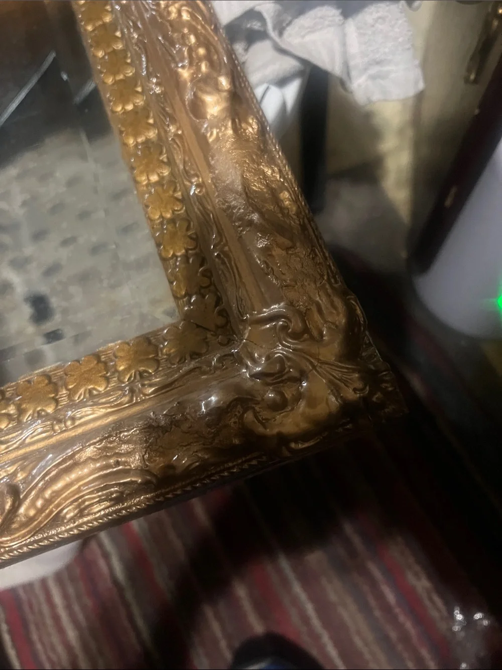 Antiques Gold Ornate Square Wall Mirror - Decorative Home Accent