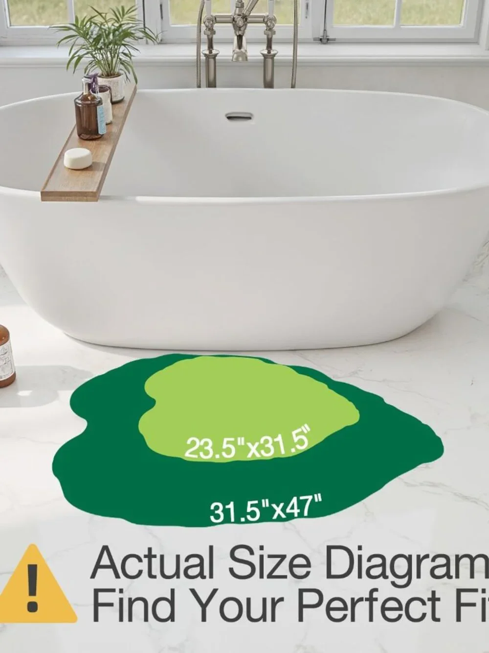 Cute Bathroom Rugs with Green Leaf Plant, Soft, Fluffy, Plush, Absorbent, Quick