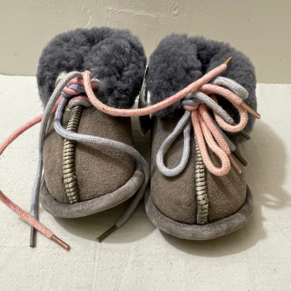 Australian Genuine Sheepskin Slippers Baby Medium Gray Cozy Warm Winter‎ Boots