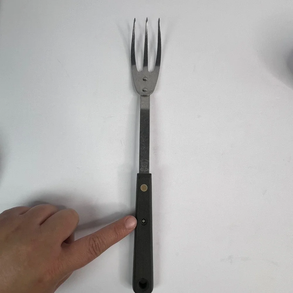 Vintage‎ Ekco Forge 3Pc Utensil Set Black Riveted Handles USA Ladle Fork Spoon