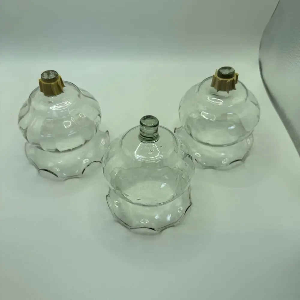 Vintage Ruffled Glass Votive Tulips Set of 3 (Candlestick not included)