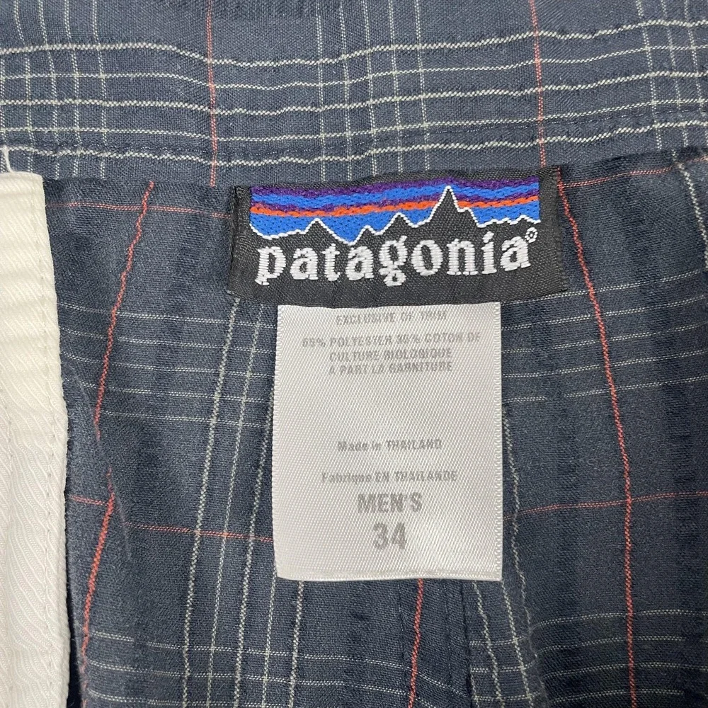 Patagonia Shorts Mens 34 Gray Plaid Microfiber Polyester Bermuda 10 Inseam