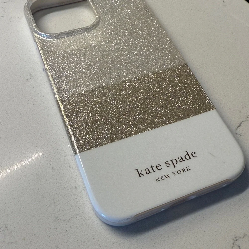 Kate‎ Spade 16 Pro Max iPhone Glittery Silver and Gold Phone Case