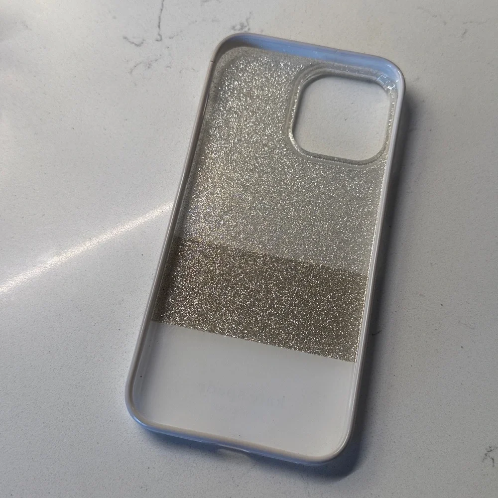 Kate‎ Spade 16 Pro Max iPhone Glittery Silver and Gold Phone Case