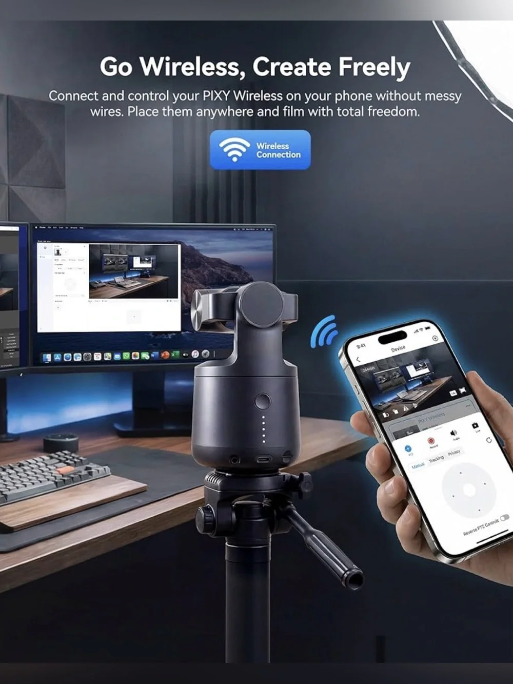 Wireless 4K UHD Dual-Lens AI Streaming Webcam with HDR & Auto-Tracking
