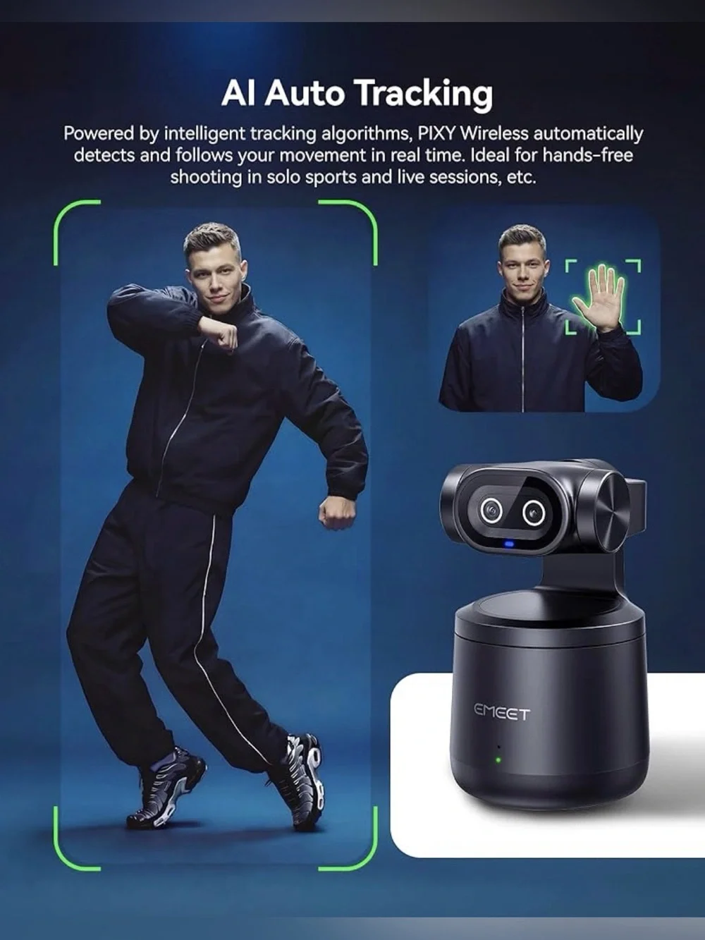 Wireless 4K UHD Dual-Lens AI Streaming Webcam with HDR & Auto-Tracking