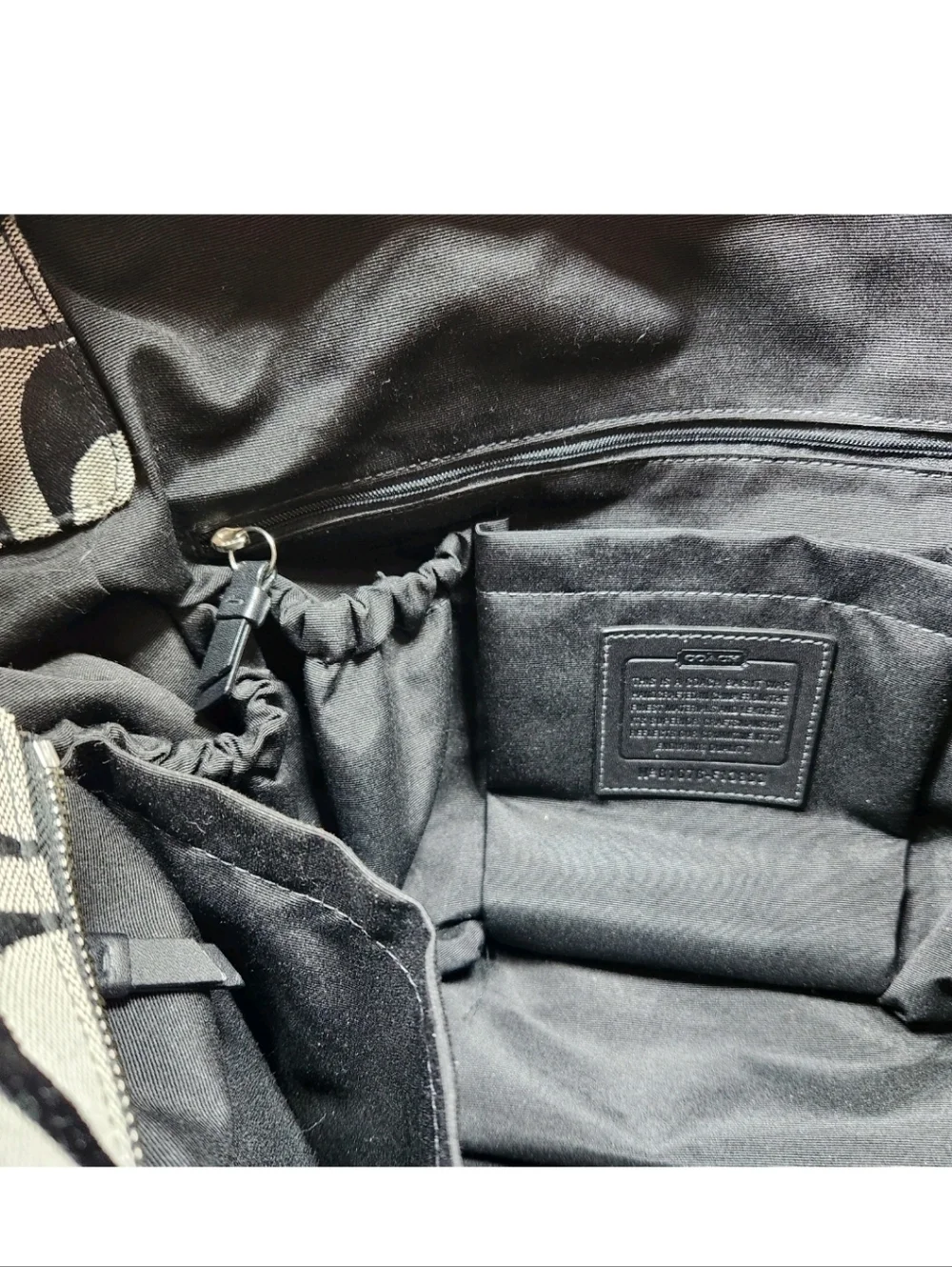 COACH Signature C Jacquard Tote Black Gray Baby Diaper Bag B1076-F13802