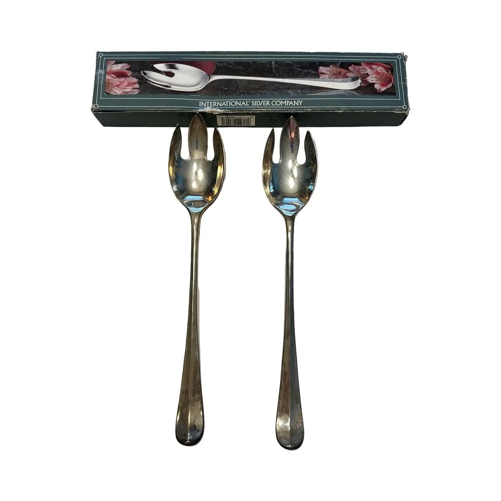 International Silver Company Silverplated Serving Fork Set 2pc 13in