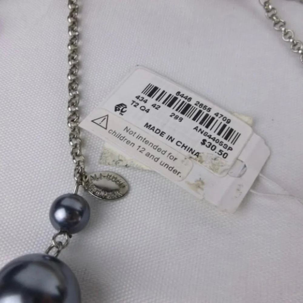 NWT Boxed Ali Khan Big‎ Faux Pearl Necklace 56