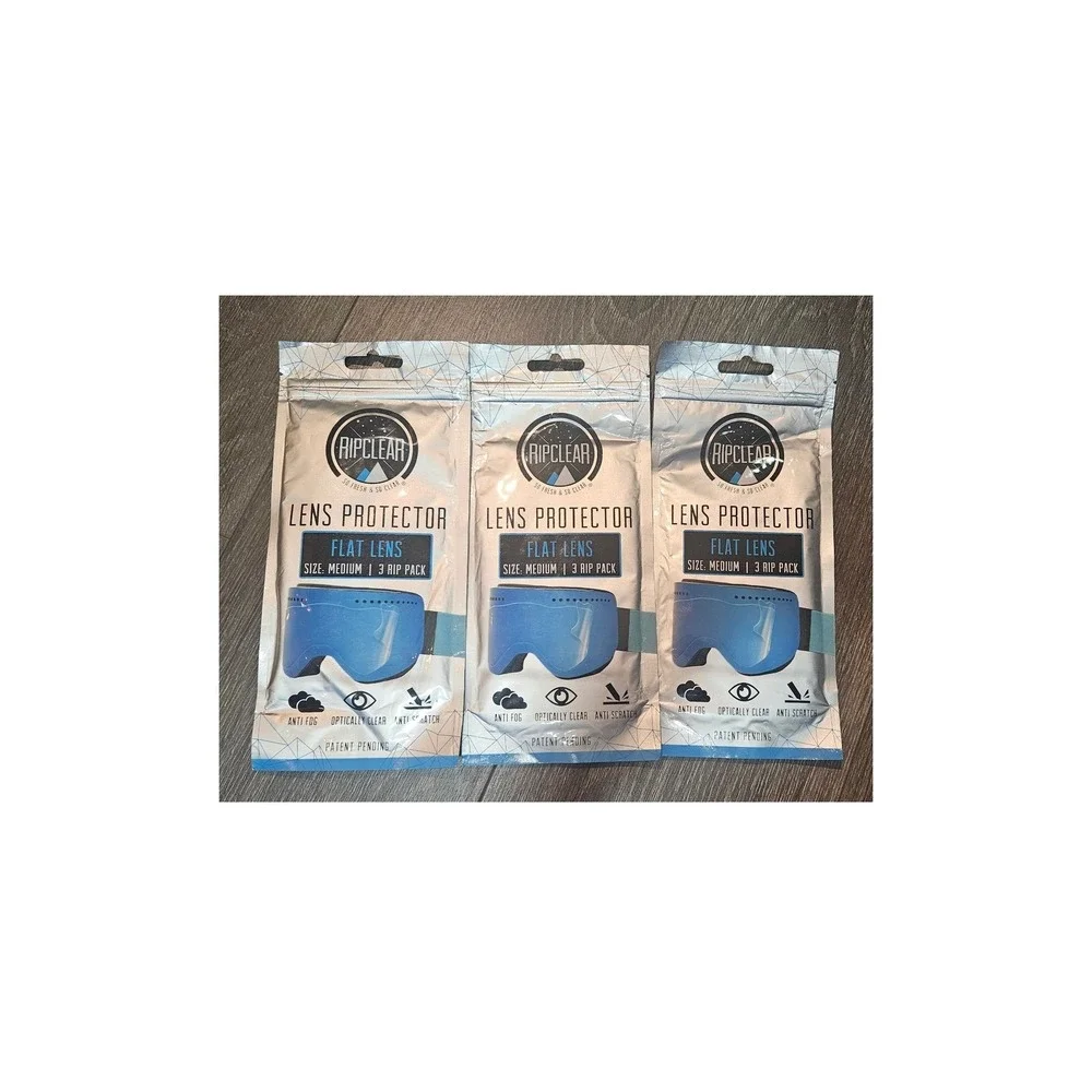 3 packages RIPCLEAR Lens‎ Protector Flat Lens Medium 3-Hip Pack Goggles Eyewear
