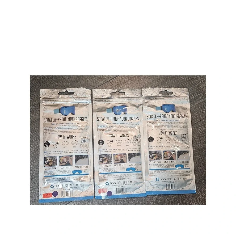 3 packages RIPCLEAR Lens‎ Protector Flat Lens Medium 3-Hip Pack Goggles Eyewear