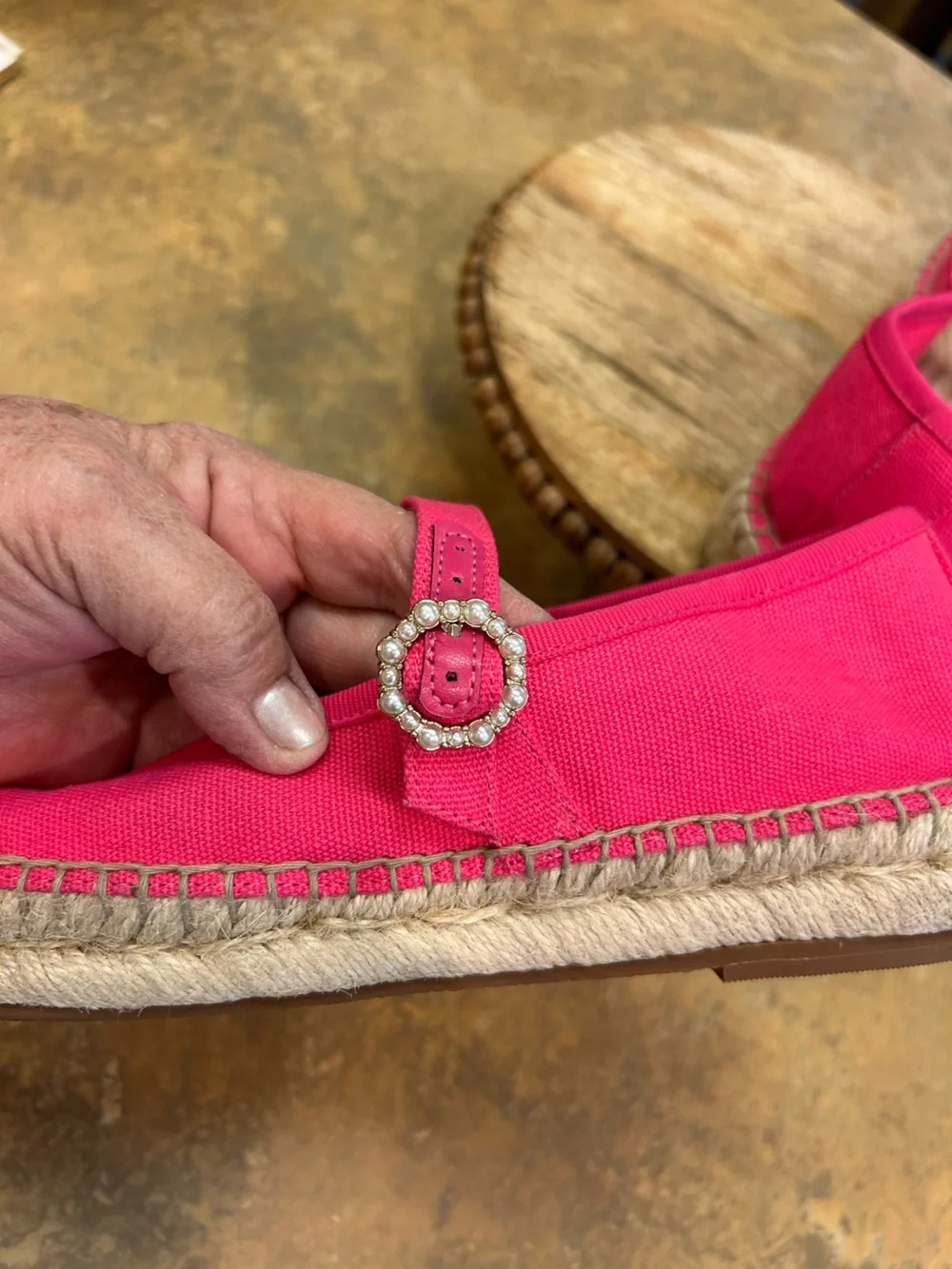 J Crew Bright Pink Canvas Mary Jane Espadrille Flats