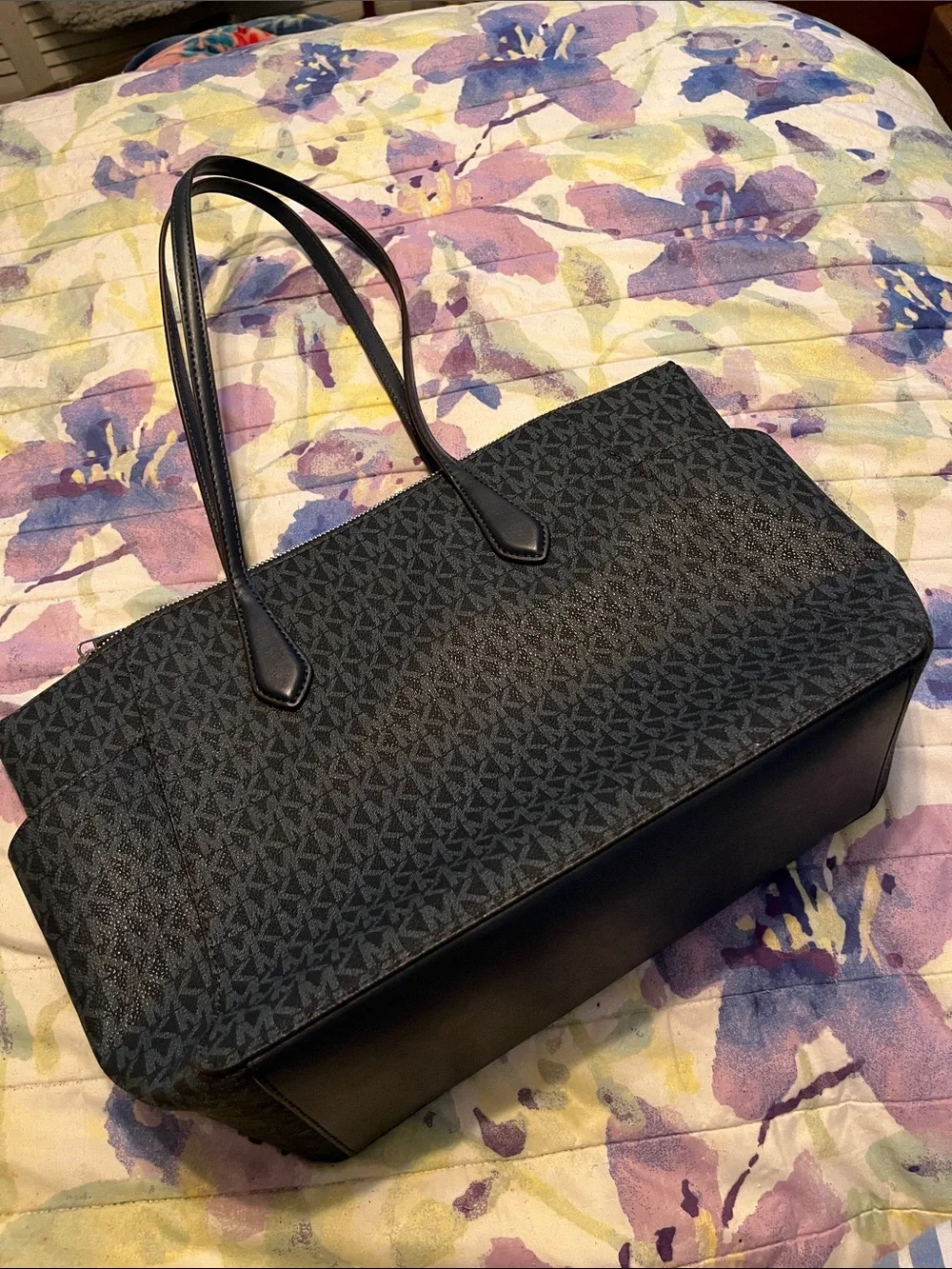 Michael Kors Navy Logo MK Charm Tote