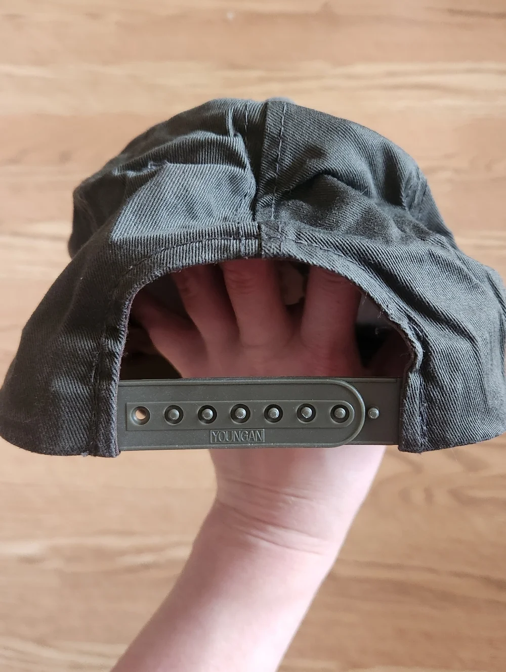 EUC Bass Pro Shops Olive Green Hat with Yellow Patch and Red Logo