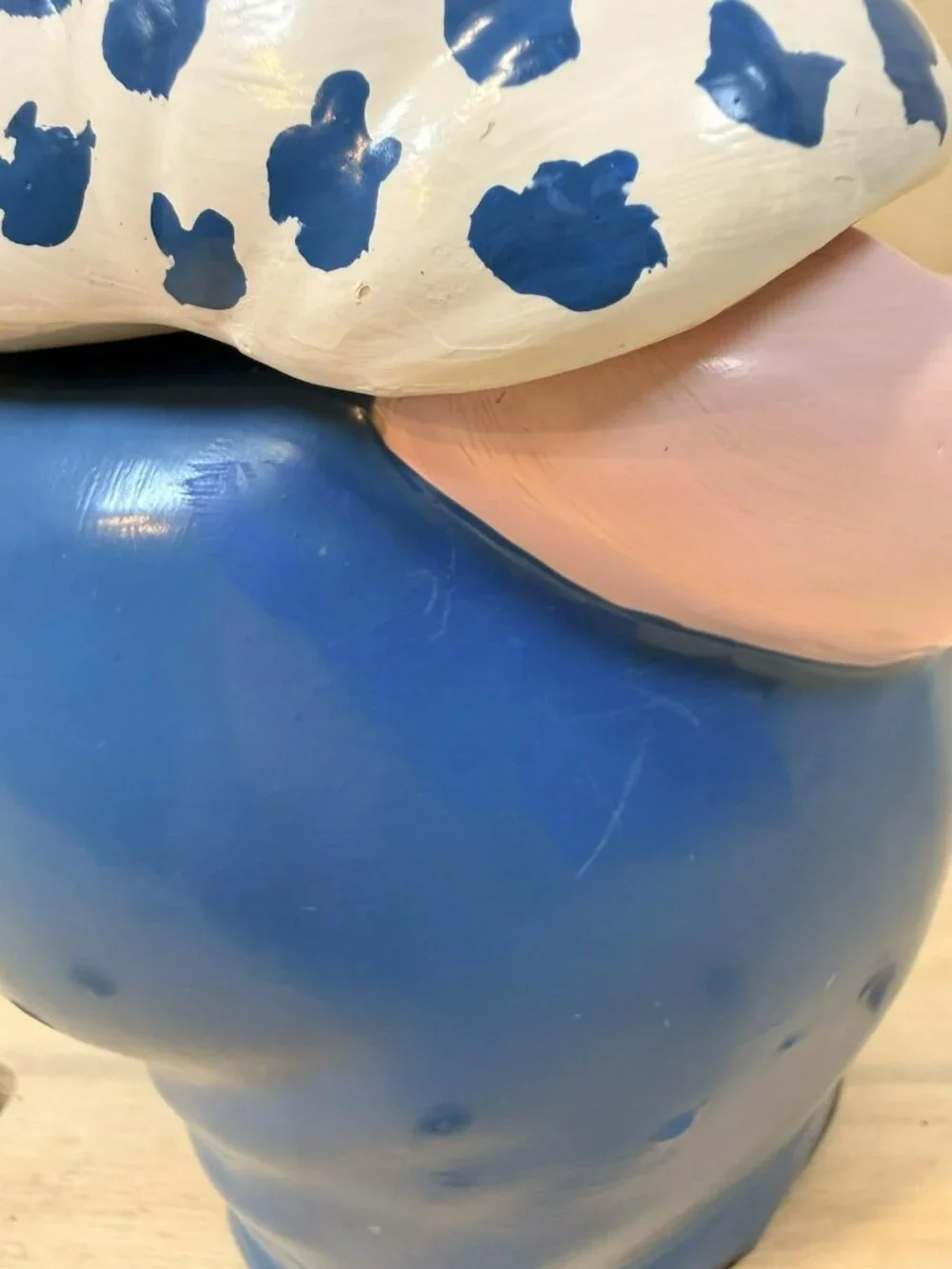 Vintage 1940's Shawnee Pottery Smiley Pink Pig Cookie Jar Blue Scarf Pants RARE