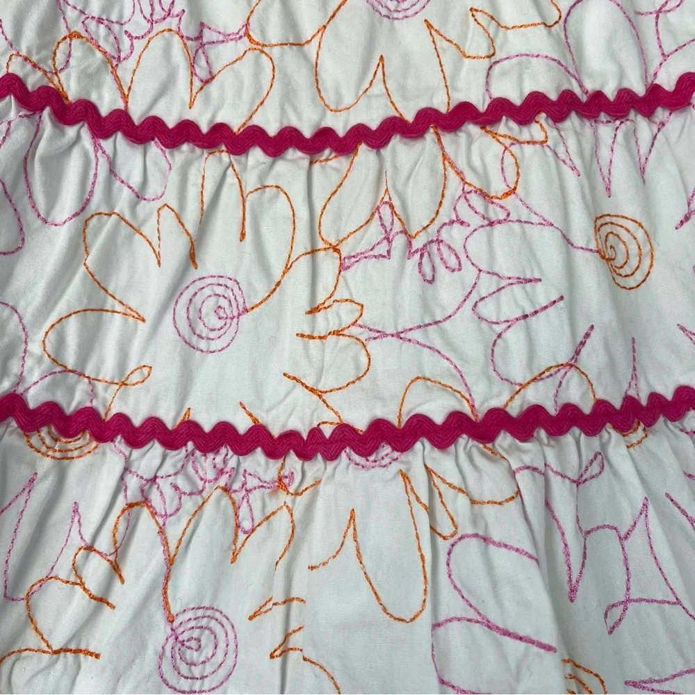 Lilly Pulitzer Kids 4 White Mini Skirt Pink & Orange Floral Embroidery Boho Chic