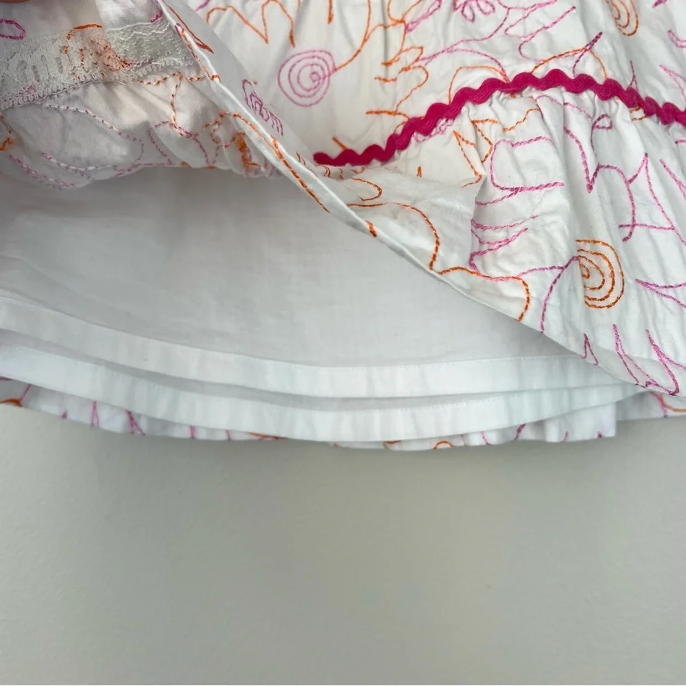 Lilly Pulitzer Kids 4 White Mini Skirt Pink & Orange Floral Embroidery Boho Chic